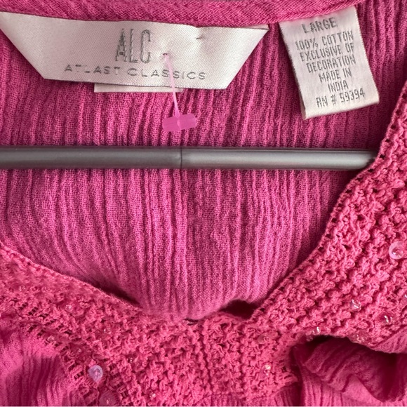 ALC classic top sequins boho beach pink knitted crochet accent detail shiny ✨ - Picture 6 of 7